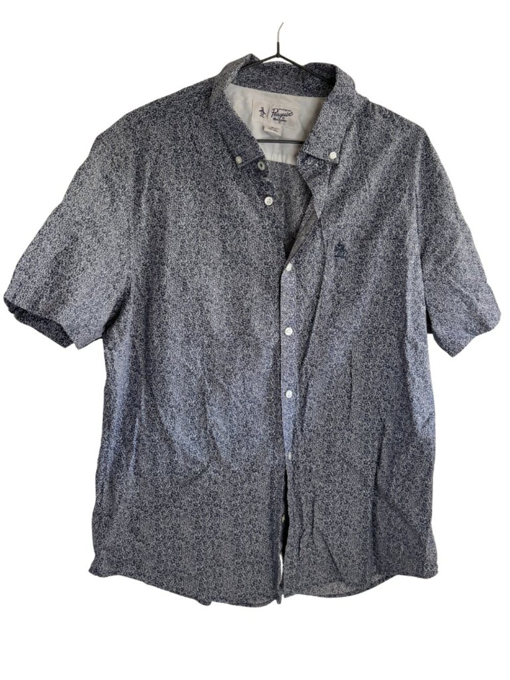 Penguin Light Blue Floral Short Sleeve Button Up Shirt